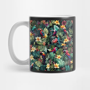 graphic design pattern tropical nature parrots monstera palms botanical palm leaves bird of paradise wildlife forest garden jungle Mug